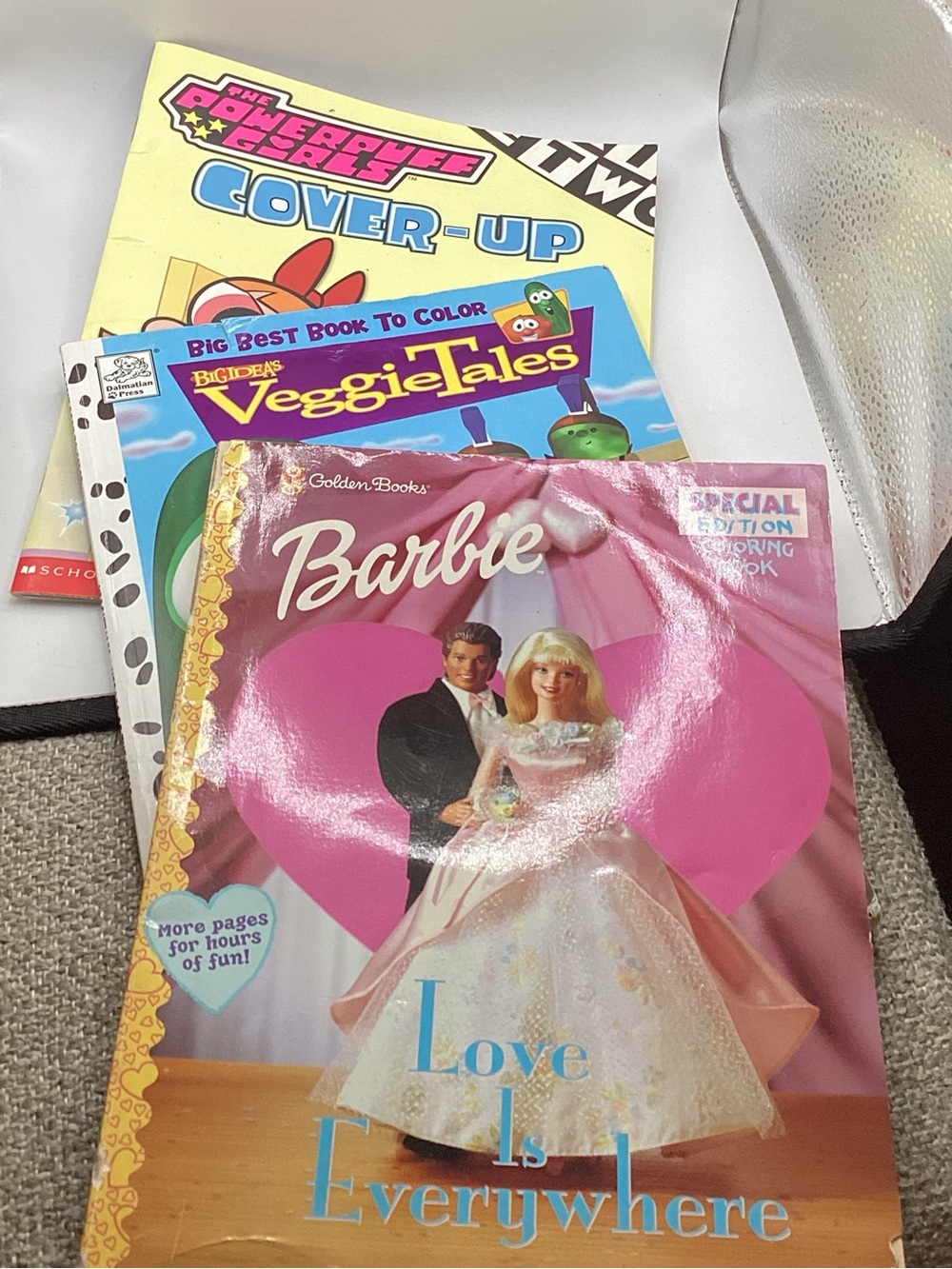 Vintage Coloring Activity Books Barbie, Veggie Tales, The Powerpuff Girls